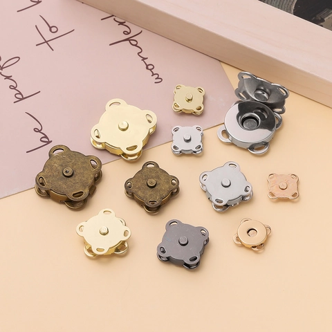 Alloy Magnetic Button Snap Clasp With Four Holes Metal Sewing Hidden Buckle For DIY Handbags Purses Clothing Crafting