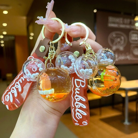 Portachiavi con Sabbie Mobili Liquide a Forma di Capibara per Ciondolo Borsa Portachiavi Animale in Resina Acrilica Regalo Bambini