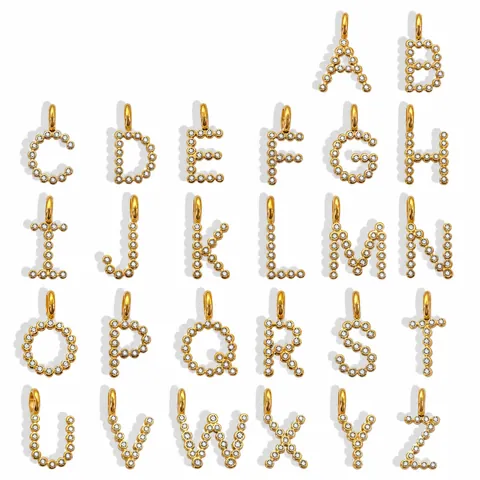 Stainless Steel Zirconia Initial Letter Pendant Charms For DIY Necklace Bracelet Making Gold Silver Jewelry Accessory