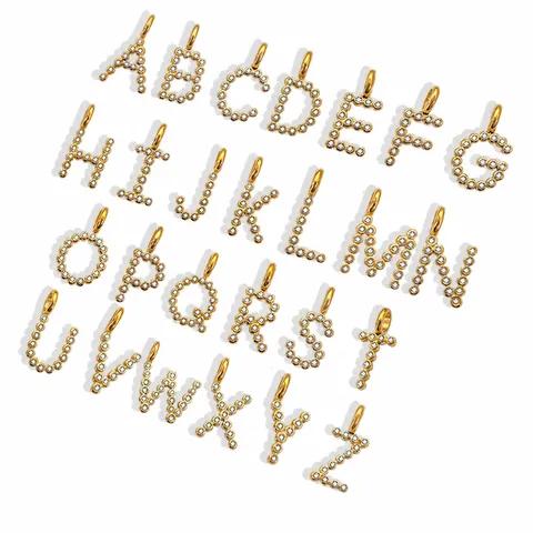 Stainless Steel Zirconia Initial Letter Pendant Charms For DIY Necklace Bracelet Making Gold Silver Jewelry Accessory