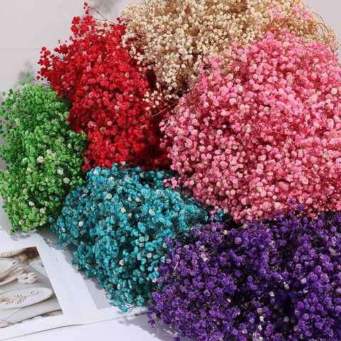 Natural Dried Baby's Breath Bouquet Colorful Gypsophila Flower Arrangement For Home Decor Wedding Valentine Day Gift
