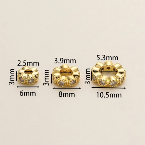 Copper Zircon Flower Spacer Beads Gold Silver Plated For DIY Jewelry Making Bracelets Necklace Craft Supplies Accessories