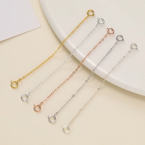 925 Sterling Silver Extension Chain Double Spring Clasp Extender For Necklace Bracelet DIY Jewelry Making Findings