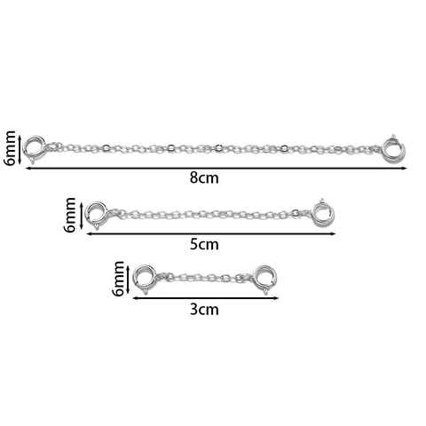 925 Sterling Silver Extension Chain Double Spring Clasp Extender For Necklace Bracelet DIY Jewelry Making Findings