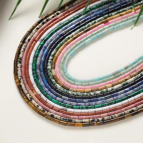 Natural Stone Tube Beads For DIY Jewelry Making Polished Cylinder Semi Precious Stone Spacer Beads For Necklace Bracelet