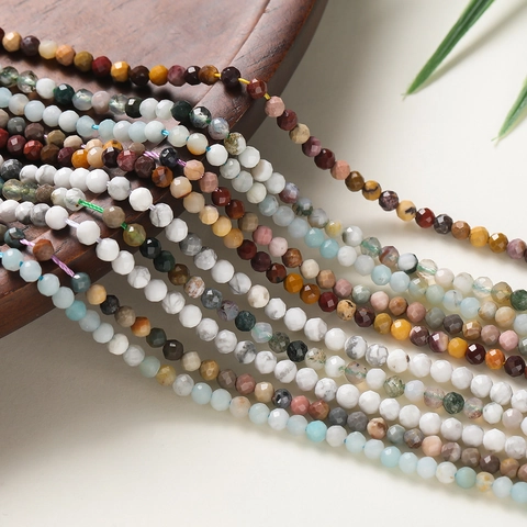Cuentas Sueltas de Piedra Natural Facetada Ágata Alashan Amazonita Howlita para Creación de Joyas DIY Pulsera Collar