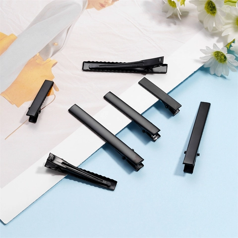 Minimalist Black Matte Metal Duckbill Hair Clips DIY Material Iron Alligator Hairpins For Women Hair Styling Accessories