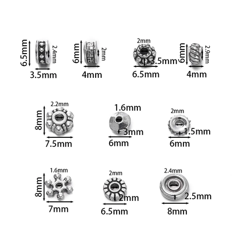 Cuentas Espaciadoras de Aleación de Zinc Vintage Plata Antigua Estilo Tibetano Cuentas Sueltas Rondelle Planas para Accesorios de Joyería DIY