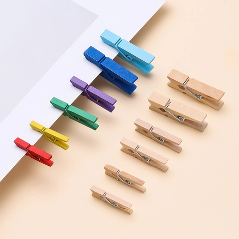 Mini Pinzas de Madera para Fotos Multicolor Madera Natural Abrazaderas de Resorte para Bricolage Decoración Hogar Oficina
