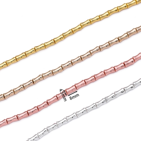 Electroplated Hematite Bamboo Beads Cylindrical Tube Loose Beads For DIY Bracelet Necklace Making Accessory Supplies