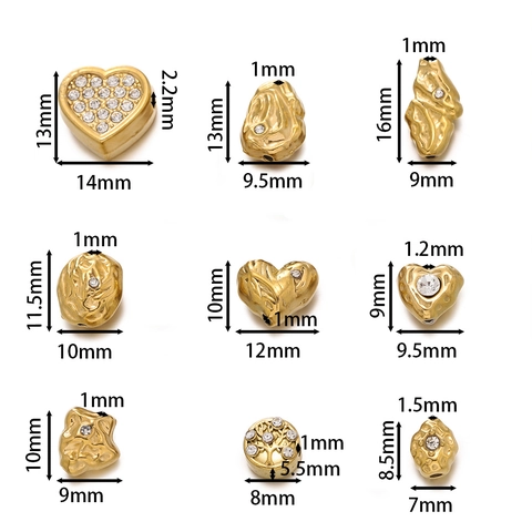 Edelstahl Gold Beschichtet Herz Lebensbaum Abstandshalter-Perlen Strass Hohl Lavatextur DIY Schmuckherstellung Perlen