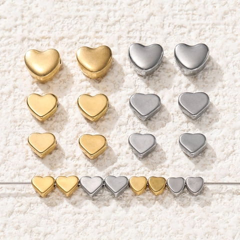 Herzförmige Abstandsperlen Aus Edelstahl Für DIY Schmuckherstellung Gold Silber Lose Perlen Für Armband Halsketten