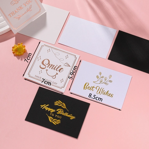 Mini Hot Stamping Greeting Cards Set For Birthday Thank You Wedding Gift Box Decoration Specialty Paper Blessing Cards
