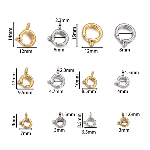 304 Stainless Steel Spring Ring Clasp For Jewelry Making DIY Necklace Bracelet Connector Gold Silver Tone Metal Round Clasp