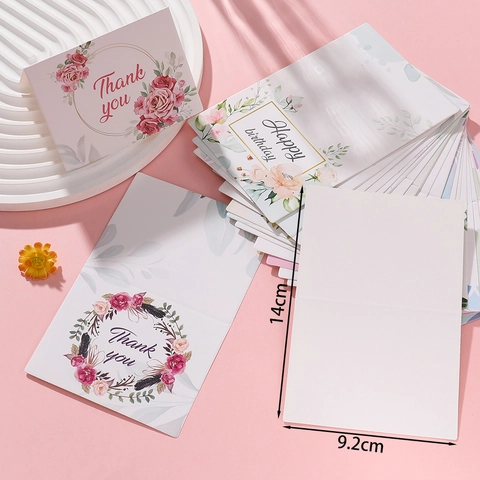 Mini White Cardboard Greeting Card Floral Flamingo Unicorn Foldable Birthday Blessing Thank You Card Stationery Gift