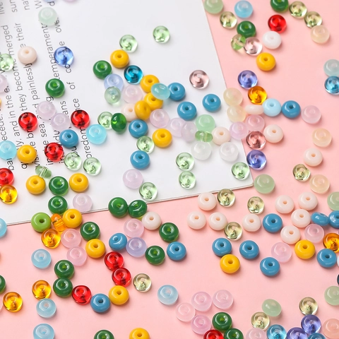 Glass Beads Colored Glaze Abacus Rondelle Loose Beads For DIY Jewelry Making Necklace Bracelet Phone Chain Accessory