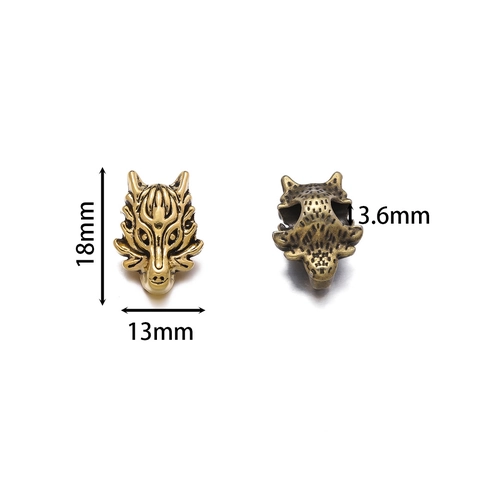 Vintage Zinklegierung Wolfskopf Abstandsperlen Großes Loch Antikgold Silber Bronze Tier Charms Für DIY Schmuckherstellung Armband