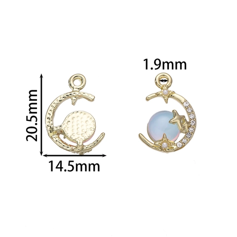 Ciondolo Barocco Pianeta Luna Stella in Lega Con Strass Perla Artificial Sintetica Perla Artificial in Resina Colorata per Gioielli Fai-Da-Te