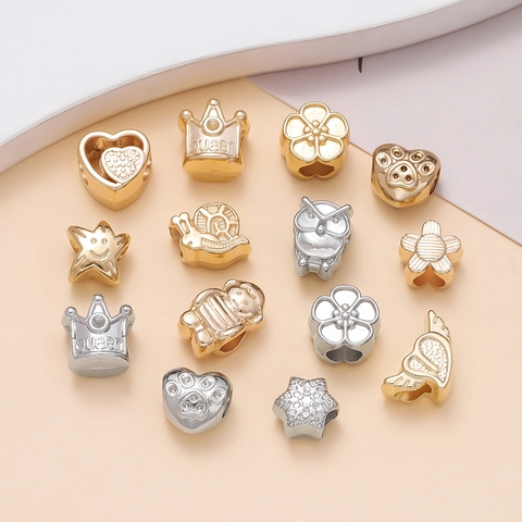 DIY Jewelry Making CCB Spacer Beads Electroplated Plastic Loose Beads Heart Star Crown Humanoid Shape Bracelet Necklace Findings