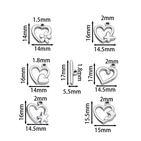 Stainless Steel Heart Toggle Clasps DIY Jewelry Making Connectors For Necklace Bracelet Butterfly Dolphin Star Flower Pattern Findings