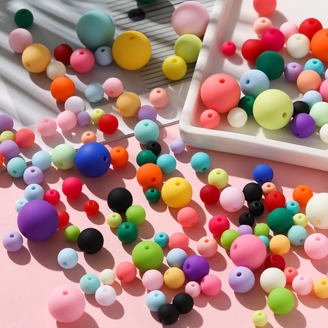 Mixed Colors Matte Acrylic Round Beads For DIY Jewelry Making Smooth Hand Feel Paint Colorful Pastel Loose Beads Crafts