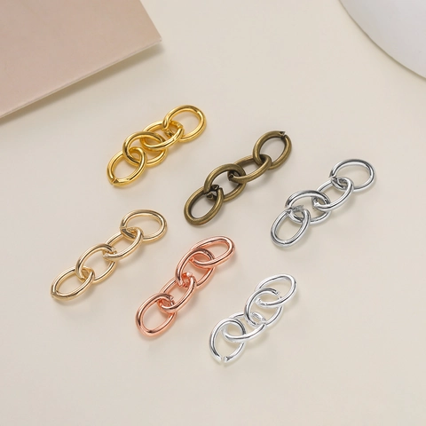 Iron Four-Section Chain DIY Jewelry Connector Electroplated Keychain Extension Finding Oval Link Metal Accessory