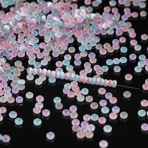 Loose Glass Cat Eye Beads 2x4 Abacus Shaped Translucent Macaron Colored Beads For DIY Bracelet Jewelry Making Accessory Craft Supplies