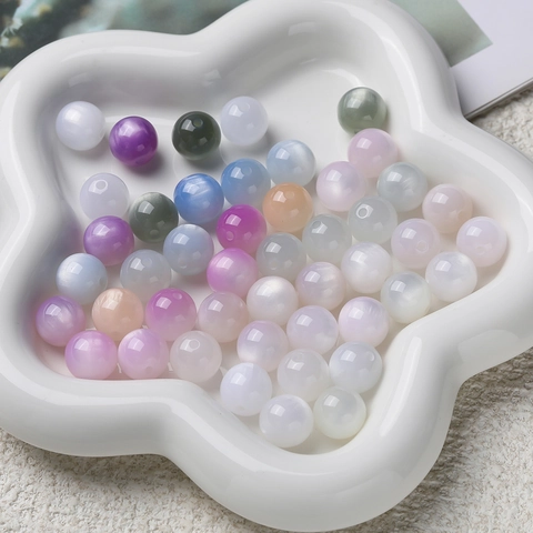 Perles en Vrac en Résine Effet Oeil de Chat Rondes Percées Changement de Couleur Dégradé pour Bracelet Collier DIY Bijoux