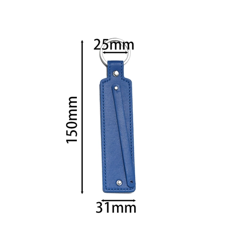 Simple PU Leather Keychain For Men Women Alloy Metal Key Ring Long Strap Solid Color Stitching Rivet Bag Charm Pendant