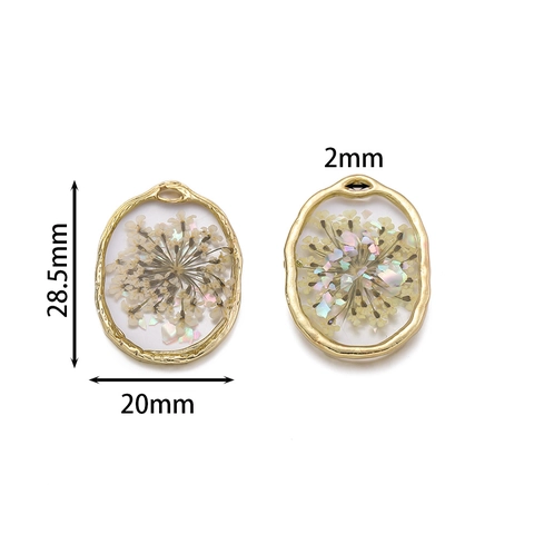 Oval Alloy Dried Flower Resin Pendants For Jewelry Making DIY Necklace Earrings Handmade Floral Charm For Women Accessories
