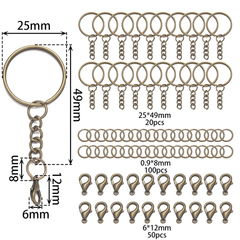 Metal Keychain Ring With Lobster Clasp And Open Jump Rings DIY Jewelry Making Findings Kit For Handbags Bag Accessories