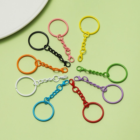 Bunte Lackierte Eisen Schlüsselanhänger Karabinerverschluss Spaltring Verbinder Kette Für DIY Handwerk Puppe Anhänger Schmuckherstellung