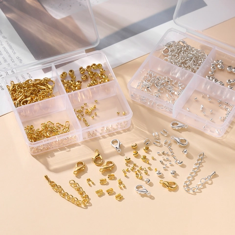 Kit DIY Fornituras Joyas Aleación Cobre Cierres Langosta Anillas Abiertas Cuentas Chafafa Cadenas Extensión para Collares