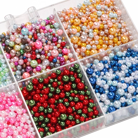 Iridescent ABS No Hole Artificial Pearl Beads Mixed Sizes Macaron Colors For DIY Jewelry Making Crafts Decoration