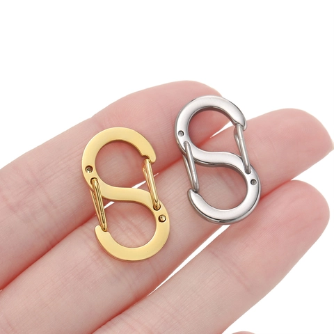 Stainless Steel S-Shaped Carabiner Double Opening Buckle Connector Clasp For Jewelry Making DIY Necklace Keychains Hooks