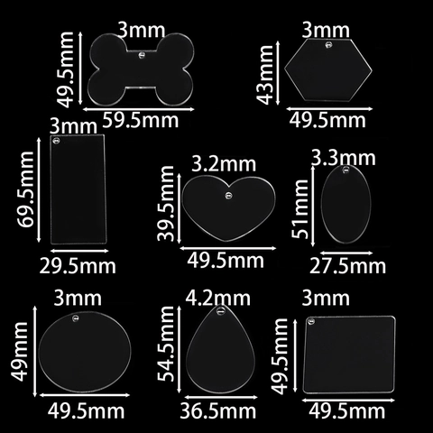 Clear Acrylic Keychain Blanks Heart Round Square Shapes Transparent Plastic DIY Craft Pendants For Keychain Making Gifts