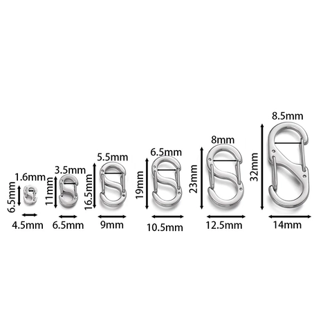Stainless Steel S-Shaped Carabiner Double Opening Buckle Connector Clasp For Jewelry Making DIY Necklace Keychains Hooks