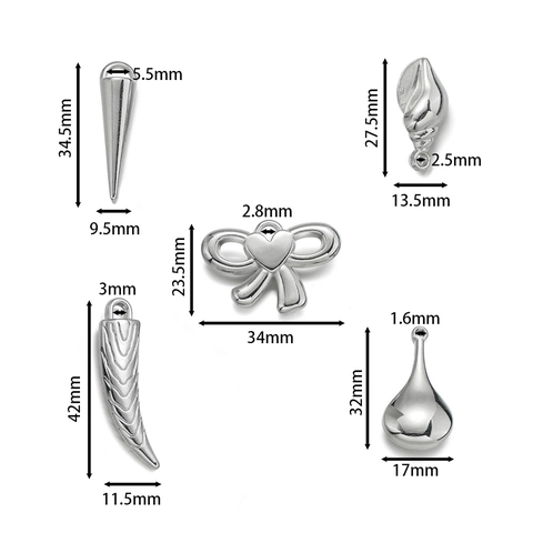 CCB Plastic Electroplated Pendants Water Drop Horn Bow Knot Shell Cone Shapes For DIY Jewelry Making Pendants Accessories