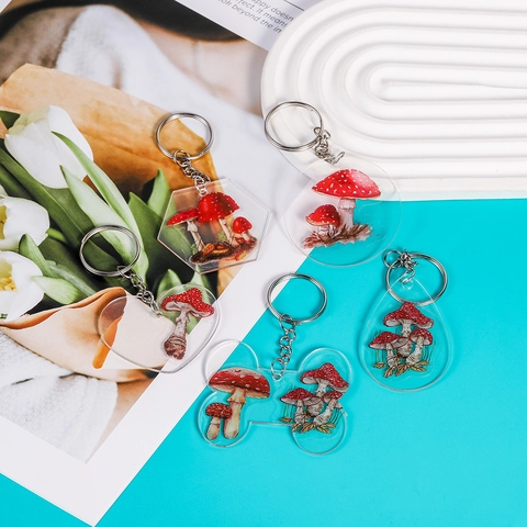 Clear Acrylic Keychain Blanks Heart Round Square Shapes Transparent Plastic DIY Craft Pendants For Keychain Making Gifts