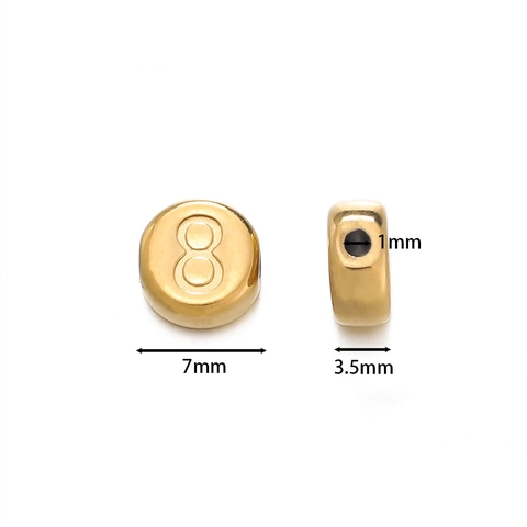 7mm Stainless Steel Number Beads 0-9 Flat Round Spacer Beads For DIY Bracelet Necklace Jewelry Making Gold Silver Plated