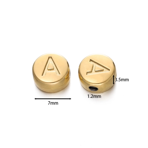 Stainless Steel Alphabet Letter Beads Gold Silver Color Round Disc Coin Beads For DIY Bracelet Necklace Jewelry Making Personalization