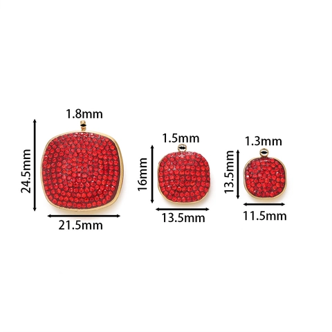 Square Stainless Steel Pave Rhinestone Pendant Multicolor Sugar Cube Charms For DIY Necklace Handmade Jewelry Accessories