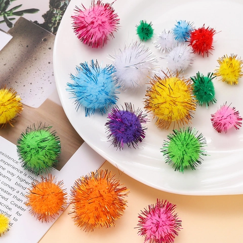 Pompon Colorati in Filigrana Palline di Peluche Glitter per Fai da Te Natale Compleanno Decorazione Creativa Bambini Materiale Fatto a Mano
