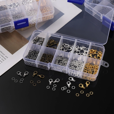 Zinc Alloy Lobster Clasps And Open Jump Rings Jewelry Making Kit With Plastic Storage Box Multiple Colors Craft Repair Finding For Necklace Bracelet Earrings Handmade Jewelry