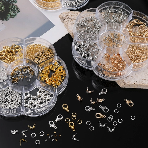 DIY Jewelry Making Findings Kit Open Jump Rings Lobster Clasps Bead Tips For Necklace Bracelet Crafting Accessories