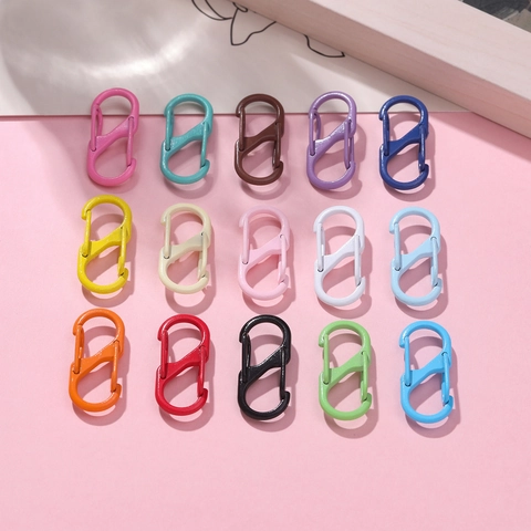 S-Shape Alloy Spring Carabiner Hooks For Keychains DIY Jewelry Making Connection Rings Colorful Dual Opening Metal Clasp