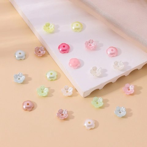 ABS Flower Shaped Beads For DIY Jewelry Making Artificial Pearl Floral Spacer Beads Painted Handcraft Materials Accessories
