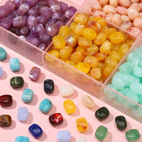 Acrylic Marble Pattern Large Hole Barrel Beads For DIY Jewelry Making Bracelets Phone Chains Handmade Accessories