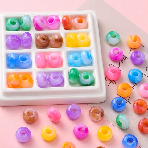 Acryl Gemarmerde Grote Gat Kralen Jelly Kleur Rondelle Pony Kralen Voor DIY Armband Ketting Handgemaakte Sieraden Maken