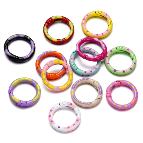 Alloy Ronde Veerring Beschilderd Stippen Gesp DIY Sieraden Tas Connector Sleutelhanger Handbeschilderde Accessoires